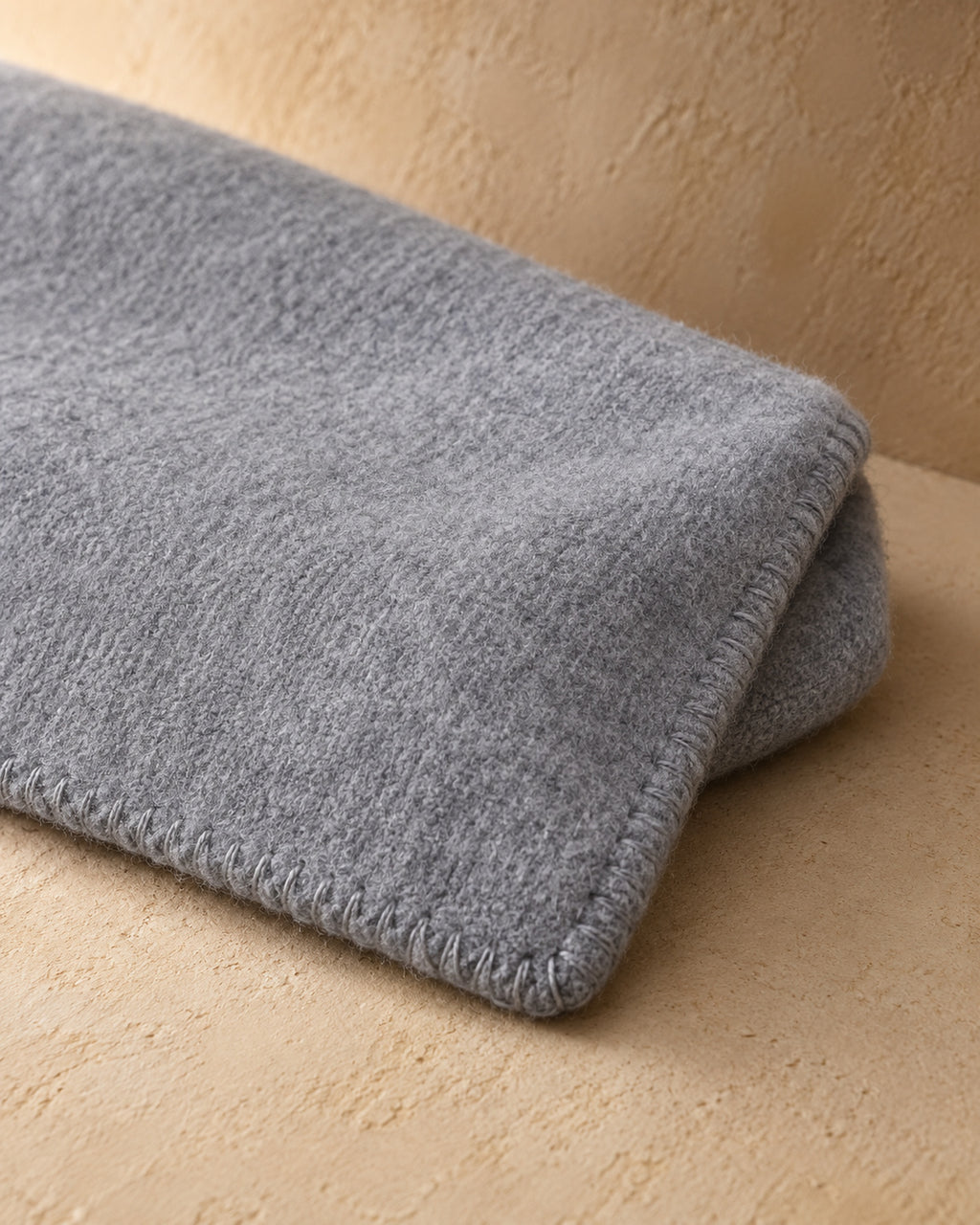 Wool Blanket, 150 x 200 cm, Grey, closeup view