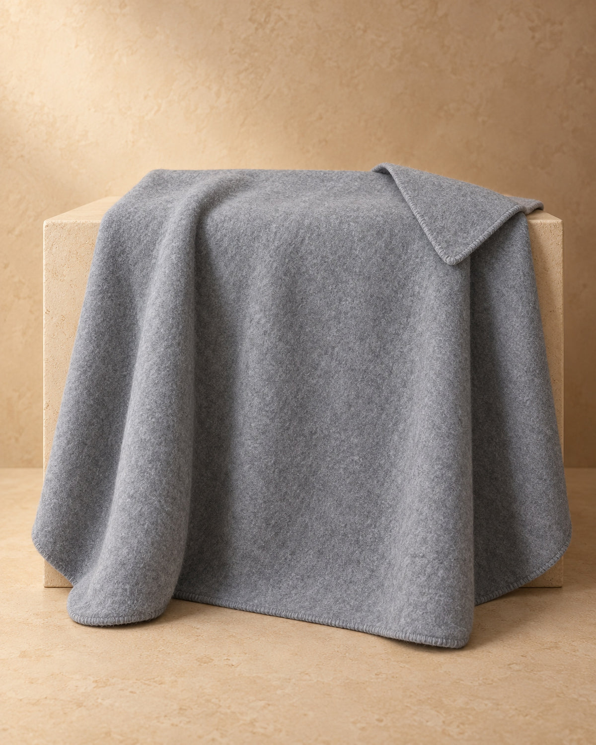 Wool Blanket, 150 x 200 cm, Grey, drape view