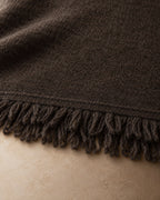 Yak Wool Throw with Fringe, Brown, detail view