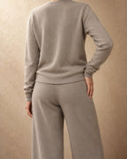 Hazel Cashmere V-Neck Cardigan, Grey, back view