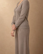 Hazel Cashmere V-Neck Cardigan, Grey, side view