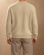 Gobi Cashmere V-Neck Zip Cardigan, Cream, back view