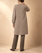 Lace-Front Knit Coat in Cashmere, Beige, back view