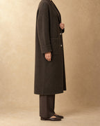 Two-Button Long Coat in Yak Wool, Brown, side view