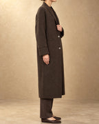 Darkhad Yak Wool Oversized Knit Coat, Brown, side view