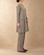 Pocket Tunic Dress in Cashmere, Beige, side view