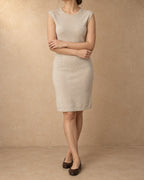 Sleeveless Knit Dress in Cashmere, Beige, front view