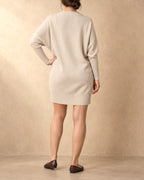 Batwing Sweater Dress in Cashmere, Beige, back view