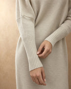 Batwing Sweater Dress in Cashmere, Beige, detail view