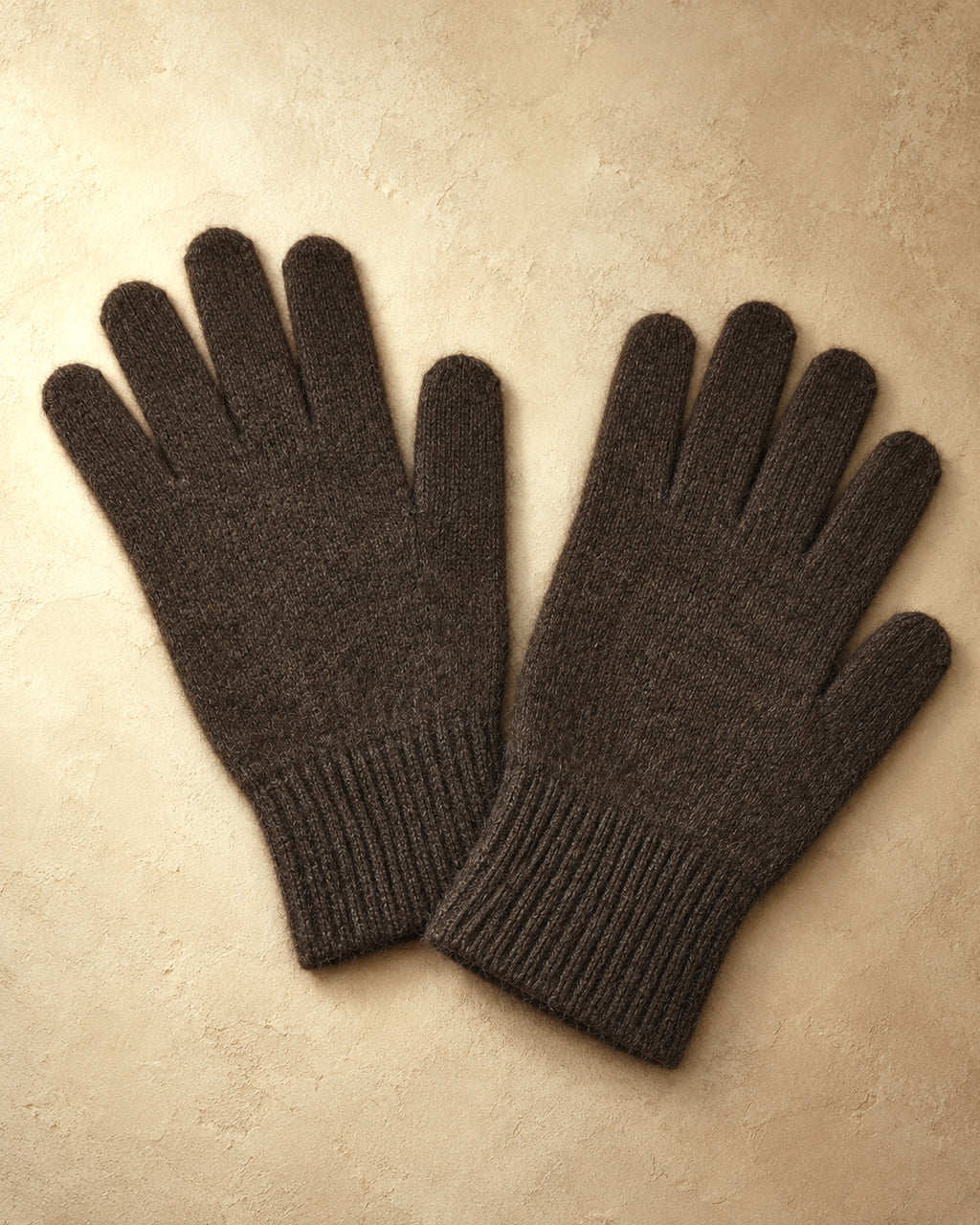 Men's Gloves in Yak Wool, Brown, flat view