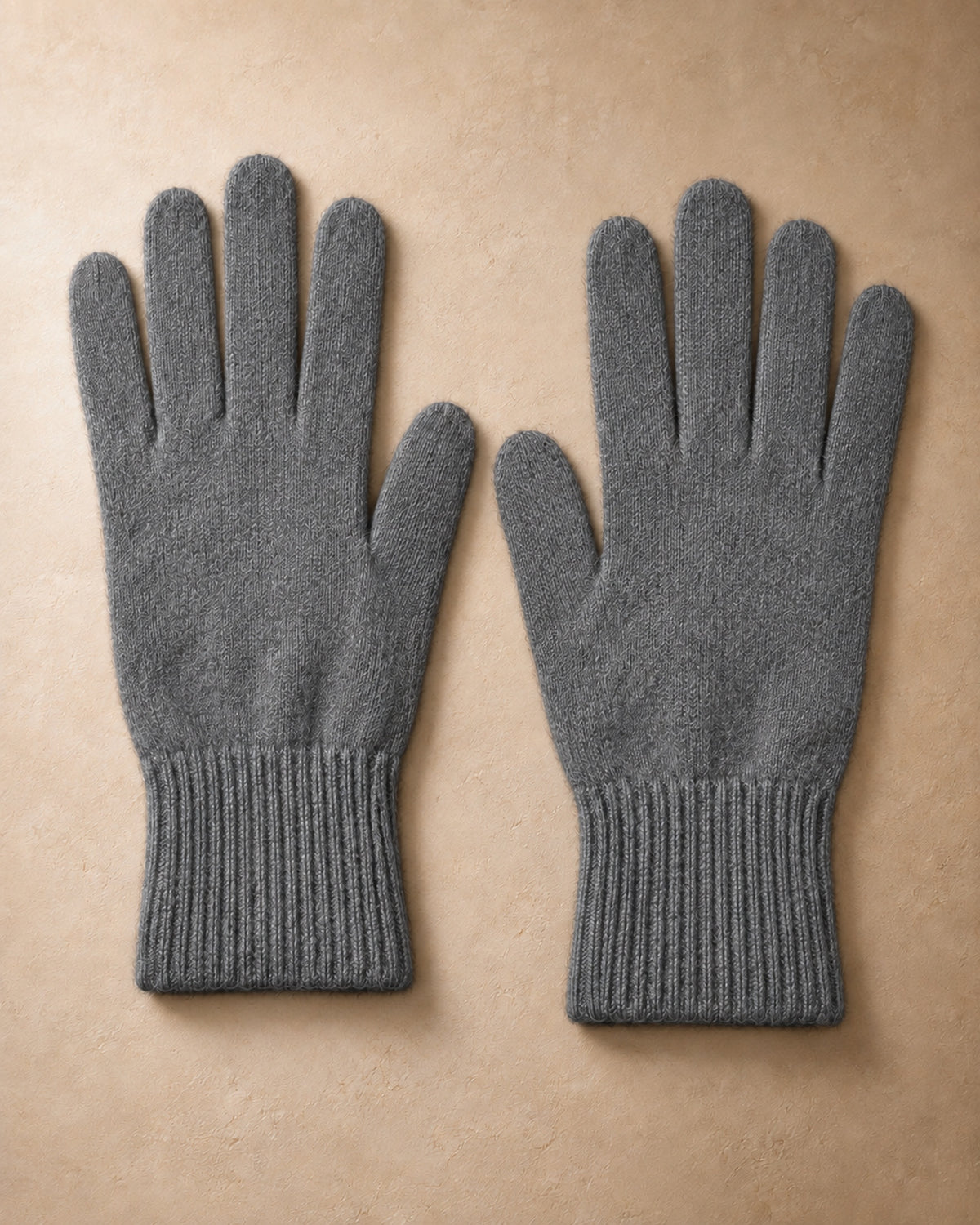 Men's Gloves in Cashmere, Grey, flat view