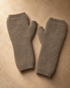 Long Fingerless Mitts in Cashmere, Grey, flat view