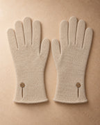 Button-Cuff Gloves in Cashmere, Cream, flat view