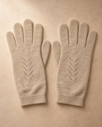 Linnet Cashmere Fine-Knit Gloves, Beige, flat view