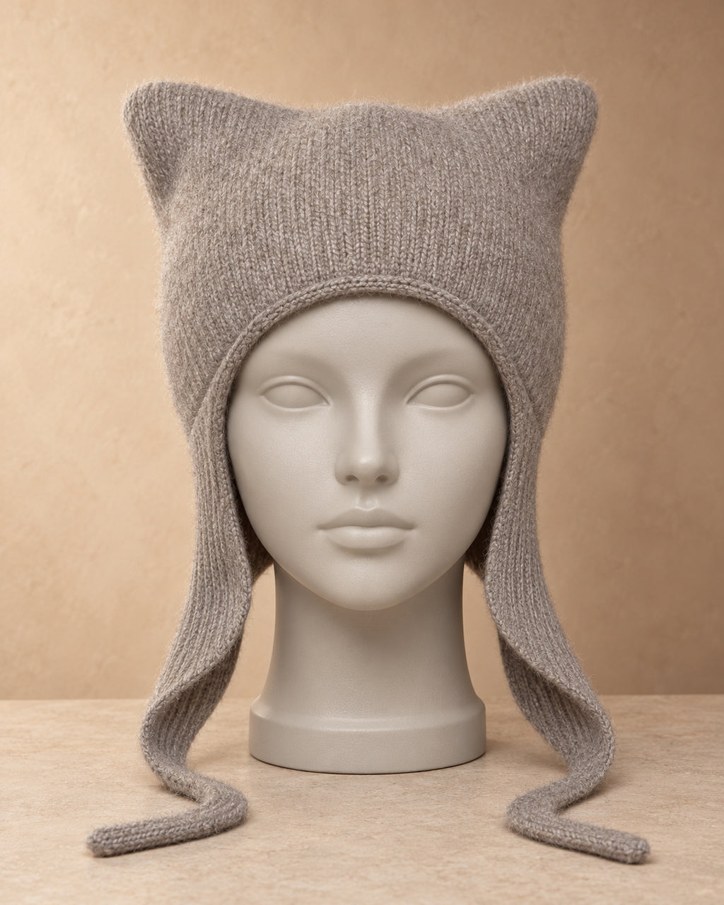 Magpie Cashmere Square-Crown Bonnet, Grey, front view