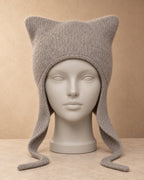 Magpie Cashmere Square-Crown Bonnet, Grey, front view