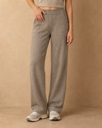 Straight-Leg Knit Trousers in Cashmere, Beige, front view