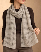 Openwork Scarf in Cashmere, Grey, detail view