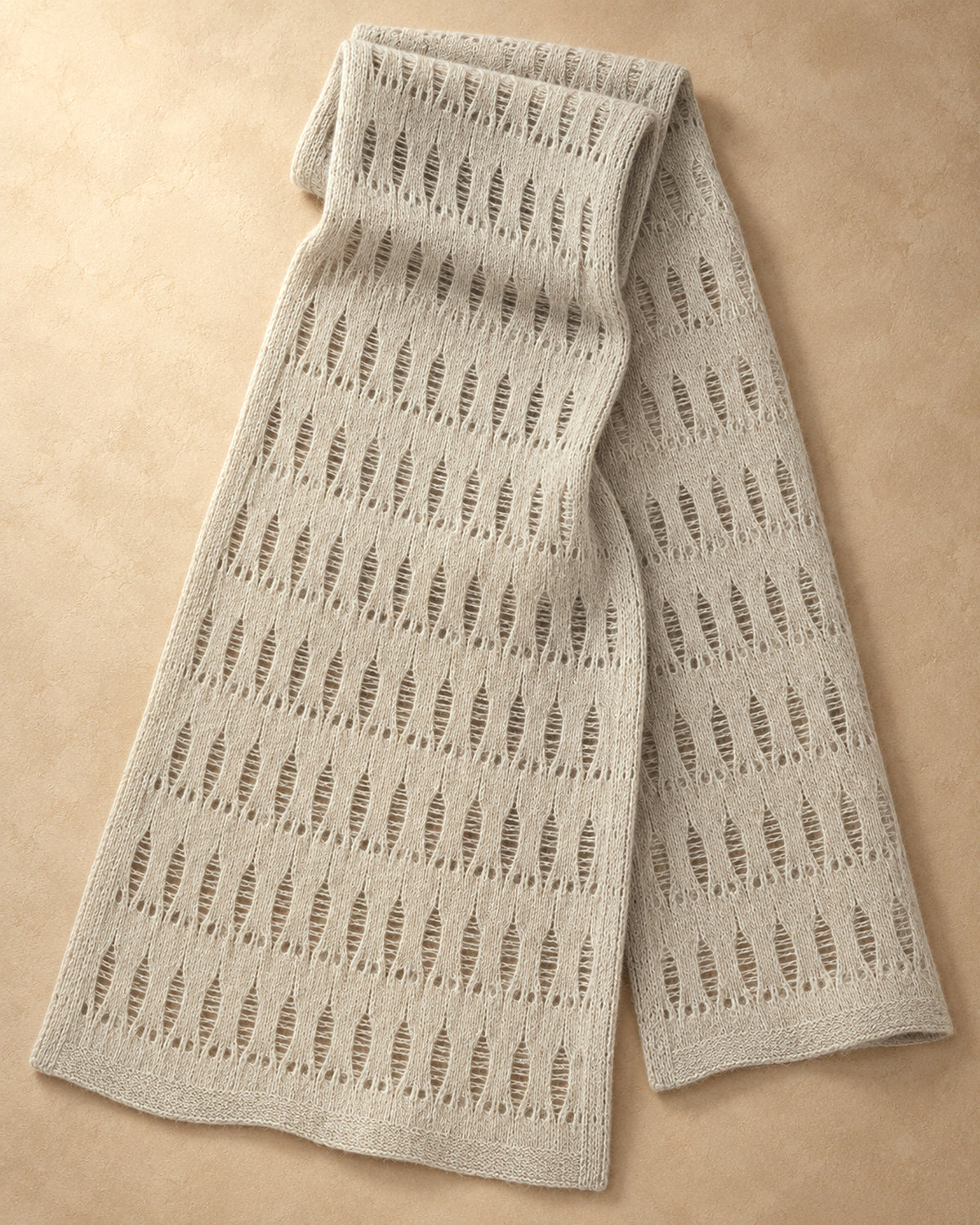 Openwork Scarf in Cashmere, Grey, flat view