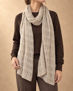Openwork Scarf in Cashmere, Grey, front view