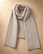 Diamond-End Scarf in Cashmere, Grey, flat view