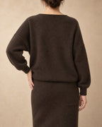 Blouson Jumper in Yak Wool, Brown, back view