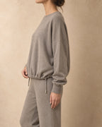 Drawstring-Hem Jumper in Cashmere, Beige, side view
