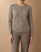 Hawthorn Cashmere Crew-Neck Cardigan, Grey, front view