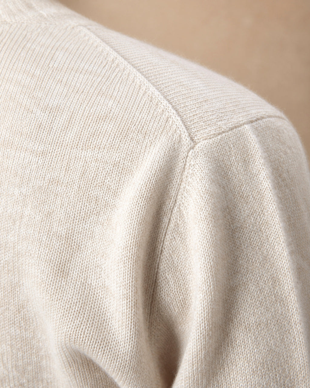 Roll-Neck Jumper in Cashmere, Beige, detail view