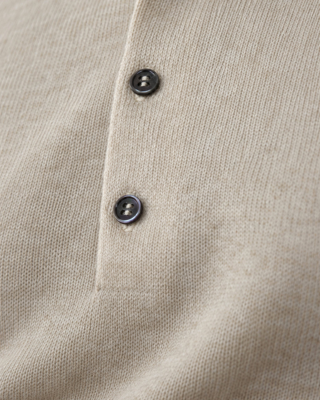 Men's Long-Sleeve Polo in Cashmere, Beige, detail view