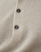 Men's Long-Sleeve Polo in Cashmere, Beige, detail view