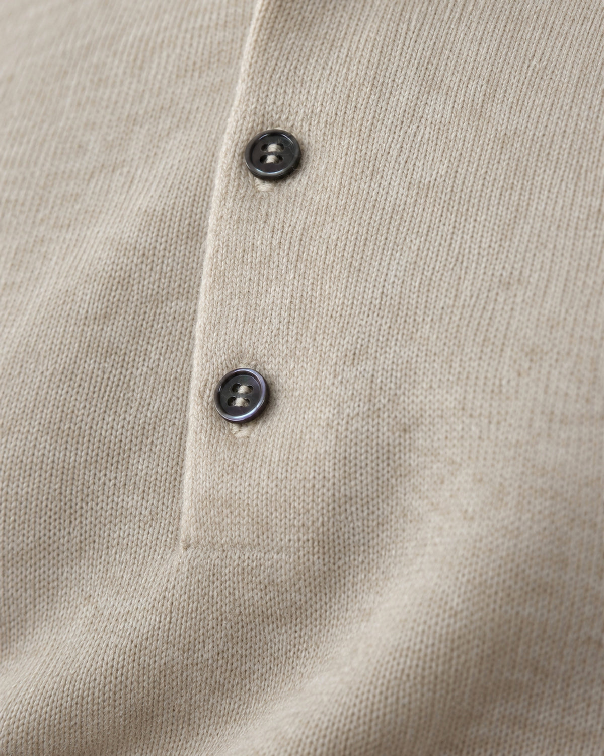 Men's Long-Sleeve Polo in Cashmere, Beige, detail view