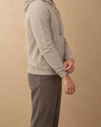 Men's Zip Hoodie in Cashmere, Beige, side view