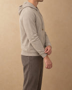 Ibex Cashmere Zip Hoodie, Beige, side view