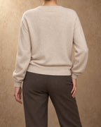 Zavkhan Cashmere Crossover-Neck Sweater, Beige, back view