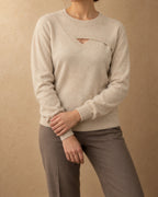 Zavkhan Cashmere Crossover-Neck Sweater, Beige, front view