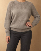Openwork Panel Pullover in Cashmere, Grey, front view