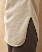 Long V-Neck Tunic Jumper in Cashmere, Beige, detail view