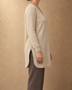 Terelj Cashmere Tunic Sweater, Beige, side view