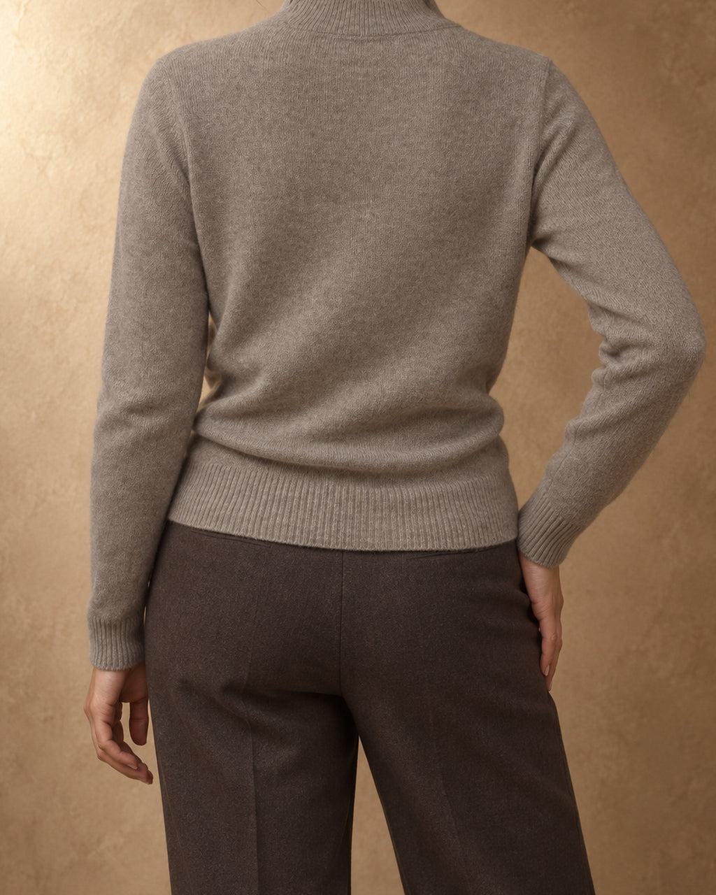 Mock-Neck Jumper in Cashmere, Grey, back view