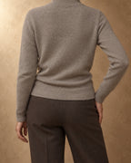 Mock-Neck Jumper in Cashmere, Grey, back view