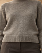 Mock-Neck Jumper in Cashmere, Grey, detail view