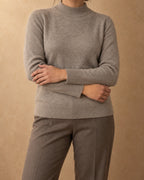 Mock-Neck Jumper in Cashmere, Grey, front view