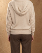 Pullover Hoodie in Cashmere, Beige, back view