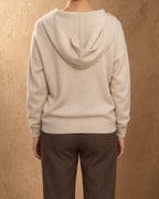 Saiga Cashmere Hoodie, Beige, back view