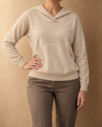 Saiga Cashmere Hoodie, Beige, front view