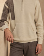 Nomrog Cashmere Half-Zip Hoodie, Cream-brown, detail view