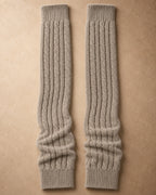 Nomad Cashmere Cable-Knit Leg Warmers, Beige, flat view