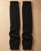 Nomad Cashmere Cable-Knit Leg Warmers, Black, flat view