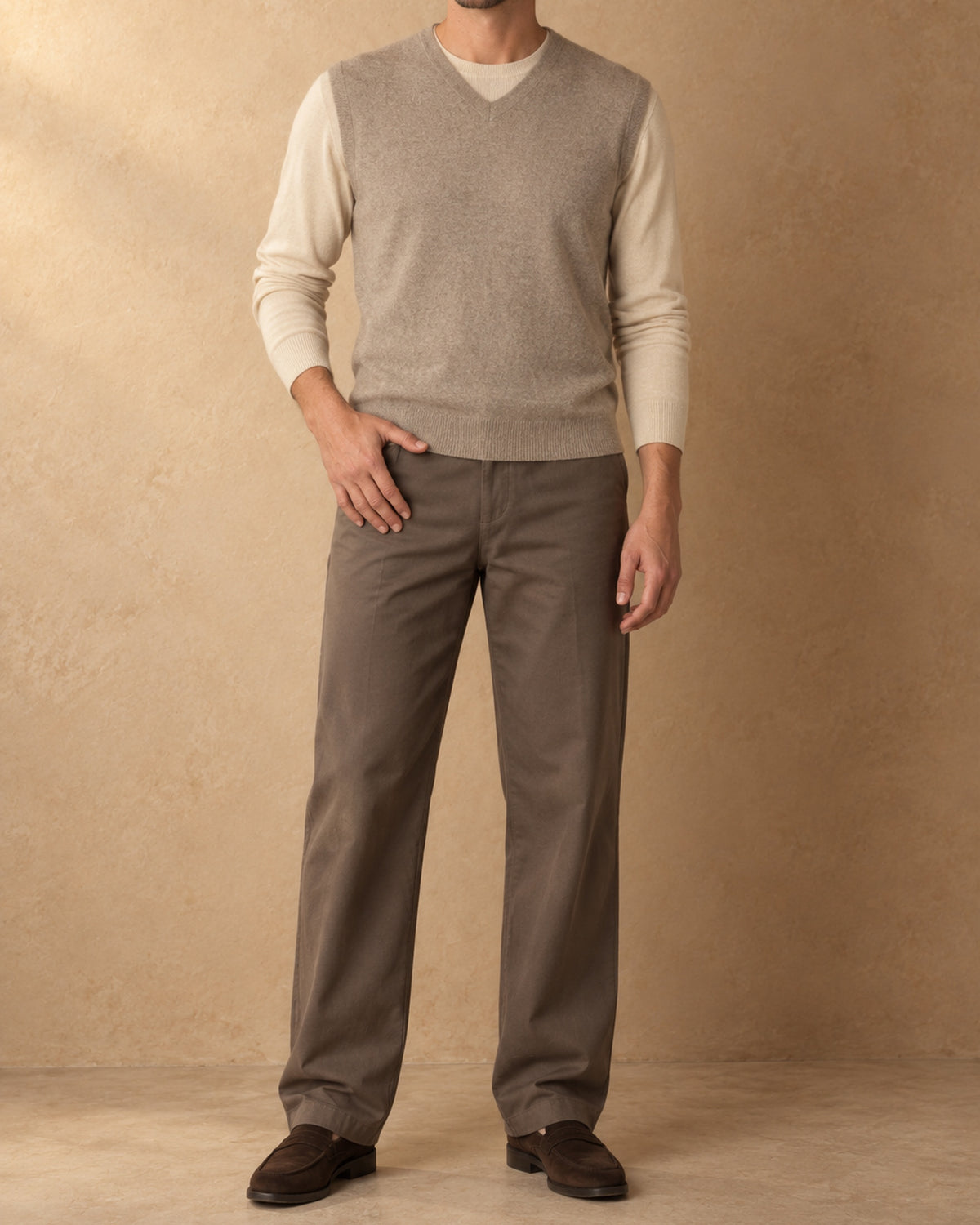 Takhi Cashmere V-Neck Knit Vest, Grey, front view